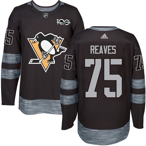 Men's Adidas Pittsburgh Penguins #75 Ryan Reaves Premier Black 1917-2017 100th Anniversary NHL Jersey