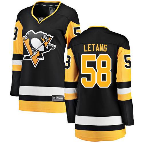 Women's Pittsburgh Penguins #58 Kris Letang Authentic Black Home Fanatics Branded Breakaway NHL Jersey