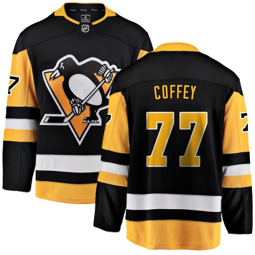 Men's Pittsburgh Penguins #77 Paul Coffey Authentic Black Home Fanatics Branded Breakaway NHL Jersey