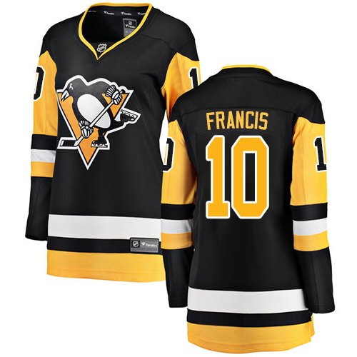 Women's Pittsburgh Penguins #10 Ron Francis Authentic Black Home Fanatics Branded Breakaway NHL Jersey