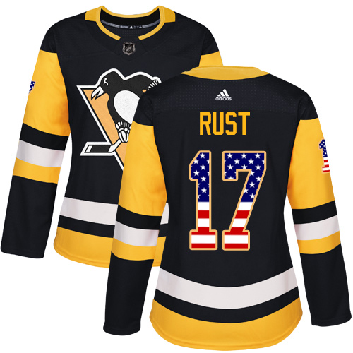 Women's Adidas Pittsburgh Penguins #17 Bryan Rust Authentic Black USA Flag Fashion NHL Jersey