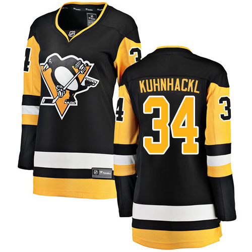 Women's Pittsburgh Penguins #34 Tom Kuhnhackl Authentic Black Home Fanatics Branded Breakaway NHL Jersey