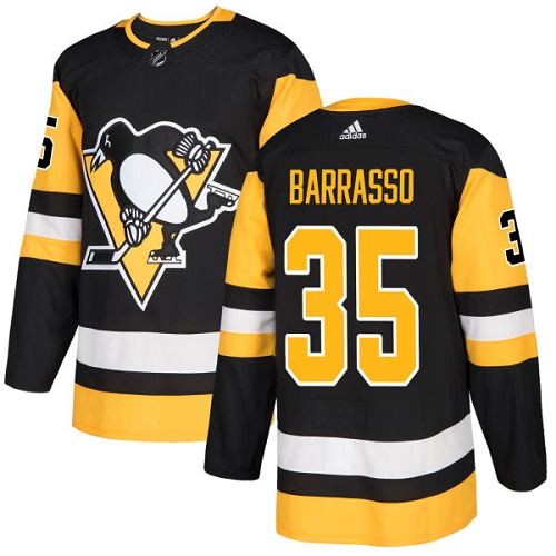 Men's Adidas Pittsburgh Penguins #35 Tom Barrasso Authentic Black Home NHL Jersey