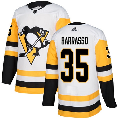 Men's Adidas Pittsburgh Penguins #35 Tom Barrasso Authentic White Away NHL Jersey