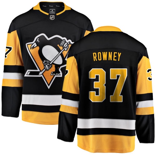 Youth Pittsburgh Penguins #37 Carter Rowney Authentic Black Home Fanatics Branded Breakaway NHL Jersey