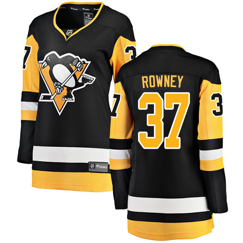 Women's Pittsburgh Penguins #37 Carter Rowney Authentic Black Home Fanatics Branded Breakaway NHL Jersey