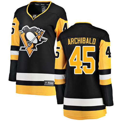 Women's Pittsburgh Penguins #45 Josh Archibald Authentic Black Home Fanatics Branded Breakaway NHL Jersey