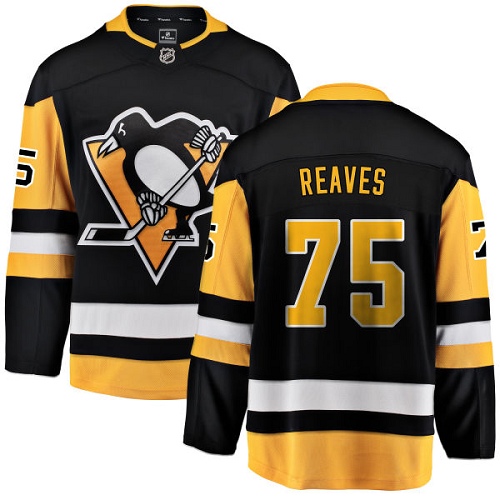 Men's Pittsburgh Penguins #75 Ryan Reaves Authentic Black Home Fanatics Branded Breakaway NHL Jersey