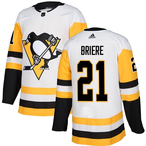 Men's Adidas Pittsburgh Penguins #21 Michel Briere Authentic White Away NHL Jersey