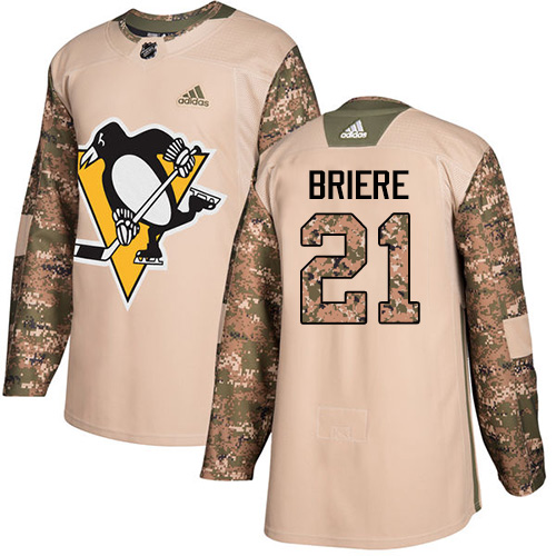 Youth Adidas Pittsburgh Penguins #21 Michel Briere Authentic Camo Veterans Day Practice NHL Jersey