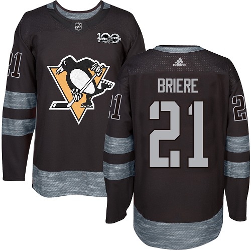 Men's Adidas Pittsburgh Penguins #21 Michel Briere Authentic Black 1917-2017 100th Anniversary NHL Jersey
