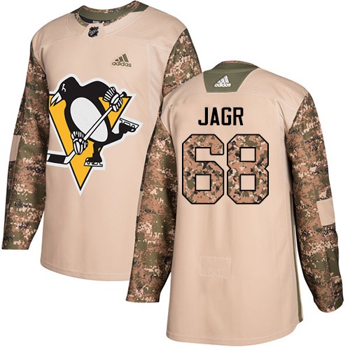 Men's Adidas Pittsburgh Penguins #68 Jaromir Jagr Authentic Camo Veterans Day Practice NHL Jersey