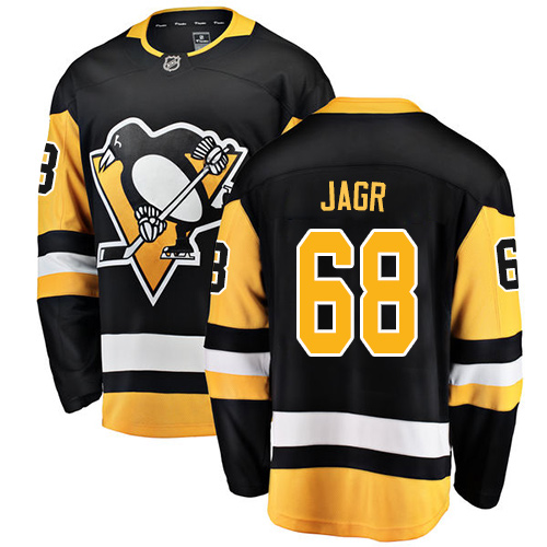 Men's Pittsburgh Penguins #68 Jaromir Jagr Authentic Black Home Fanatics Branded Breakaway NHL Jersey