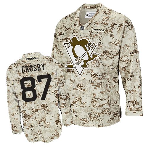 Men's Reebok Pittsburgh Penguins #87 Sidney Crosby Premier Camouflage NHL Jersey
