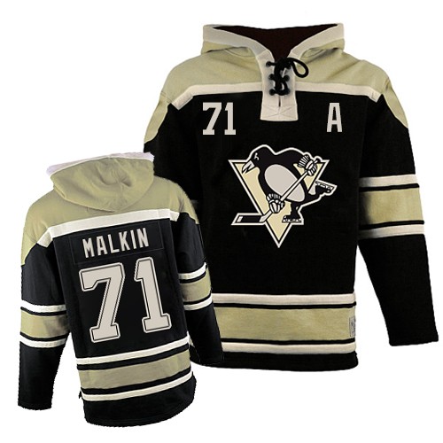 Men's Old Time Hockey Pittsburgh Penguins #71 Evgeni Malkin Authentic Black Sawyer Hooded Sweatshirt