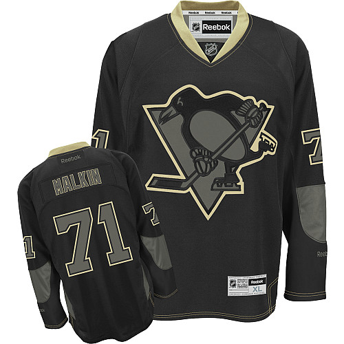 Men's Reebok Pittsburgh Penguins #71 Evgeni Malkin Premier Black Ice NHL Jersey