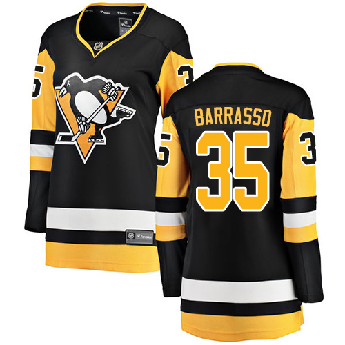 Women's Pittsburgh Penguins #35 Tom Barrasso Authentic Black Home Fanatics Branded Breakaway NHL Jersey