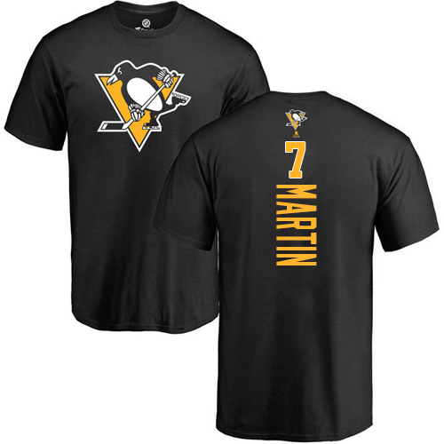 NHL Adidas Pittsburgh Penguins #7 Paul Martin Black Backer T-Shirt