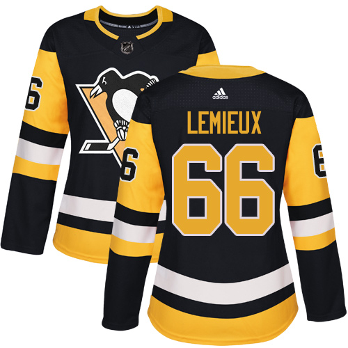 Women's Adidas Pittsburgh Penguins #66 Mario Lemieux Authentic Black Home NHL Jersey