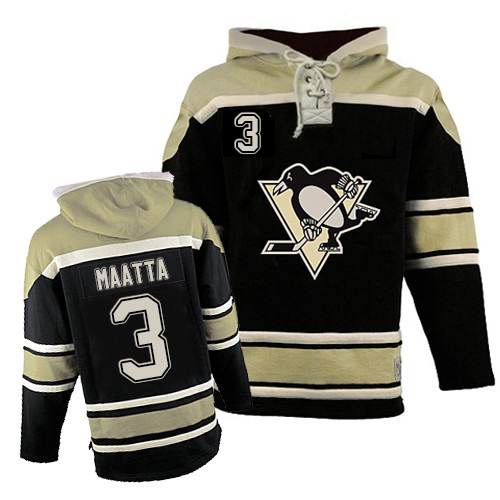 Men's Old Time Hockey Pittsburgh Penguins #3 Olli Maatta Authentic Black Sawyer Hooded Sweatshirt