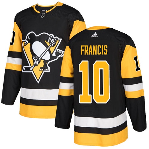 Men's Adidas Pittsburgh Penguins #10 Ron Francis Authentic Black Home NHL Jersey