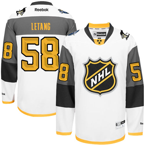 Men's Reebok Pittsburgh Penguins #58 Kris Letang Authentic White 2016 All Star NHL Jersey