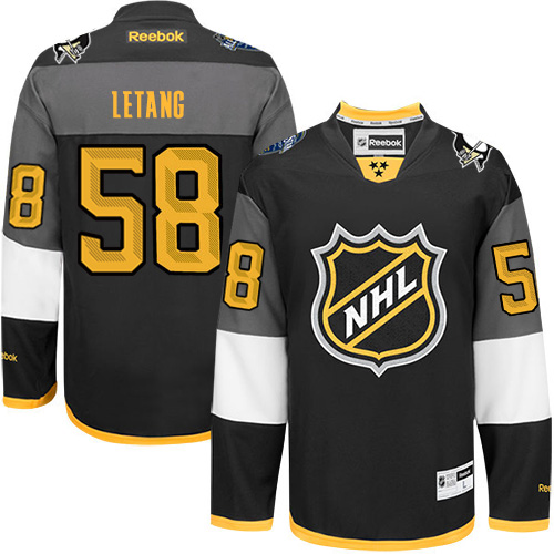 Men's Reebok Pittsburgh Penguins #58 Kris Letang Authentic Black 2016 All Star NHL Jersey