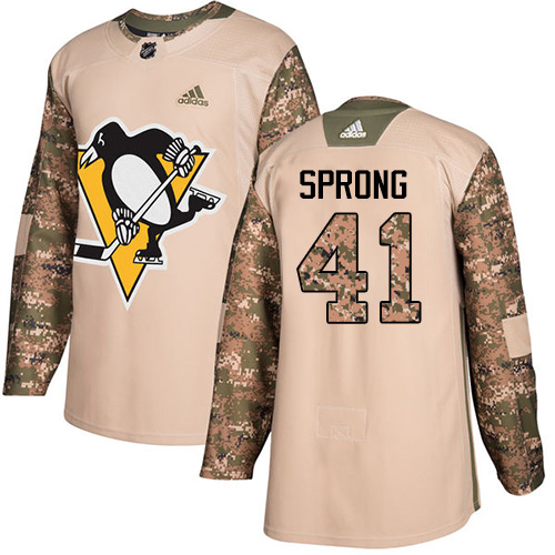 Men's Adidas Pittsburgh Penguins #41 Daniel Sprong Authentic Camo Veterans Day Practice NHL Jersey