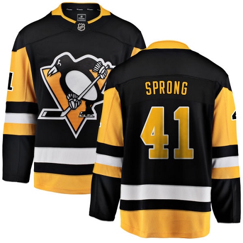 Men's Pittsburgh Penguins #41 Daniel Sprong Authentic Black Home Fanatics Branded Breakaway NHL Jersey