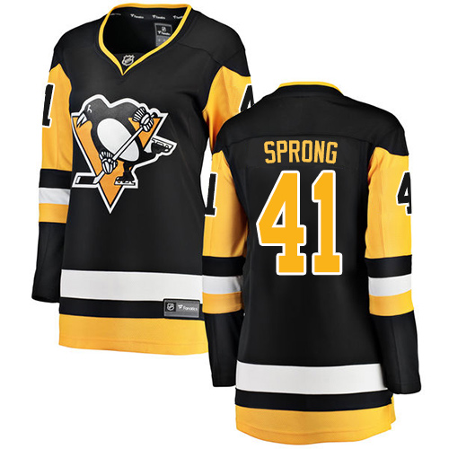 Women's Pittsburgh Penguins #41 Daniel Sprong Authentic Black Home Fanatics Branded Breakaway NHL Jersey