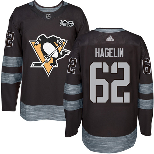Men's Adidas Pittsburgh Penguins #62 Carl Hagelin Premier Black 1917-2017 100th Anniversary NHL Jersey