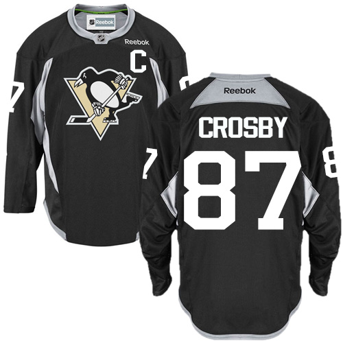 Men's Reebok Pittsburgh Penguins #87 Sidney Crosby Authentic Black Practice NHL Jersey