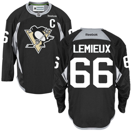 Men's Reebok Pittsburgh Penguins #66 Mario Lemieux Authentic Black Practice NHL Jersey