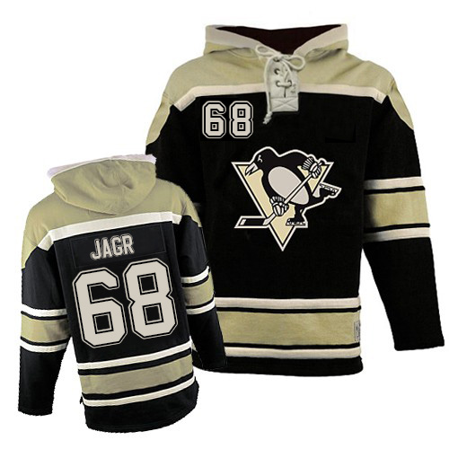 Men's Old Time Hockey Pittsburgh Penguins #68 Jaromir Jagr Authentic Black Sawyer Hooded Sweatshirt