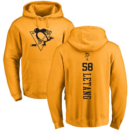 NHL Adidas Pittsburgh Penguins #58 Kris Letang Gold One Color Backer Pullover Hoodie