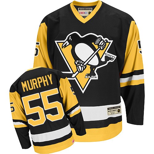 Men's CCM Pittsburgh Penguins #55 Larry Murphy Premier Black Throwback NHL Jersey