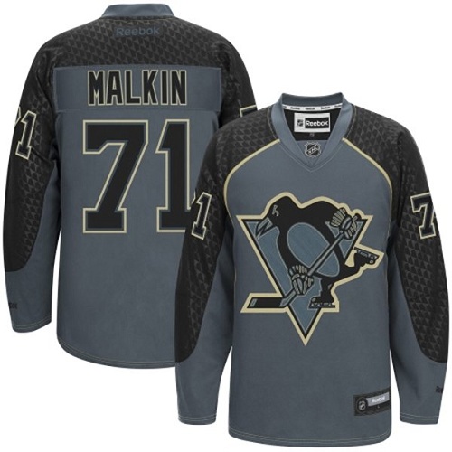 Men's Reebok Pittsburgh Penguins #71 Evgeni Malkin Authentic Charcoal Cross Check Fashion NHL Jersey