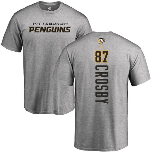 NHL Adidas Pittsburgh Penguins #87 Sidney Crosby Ash Backer T-Shirt