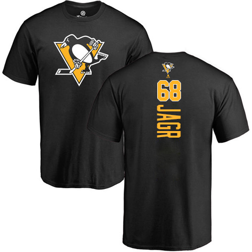 NHL Adidas Pittsburgh Penguins #68 Jaromir Jagr Black Backer T-Shirt