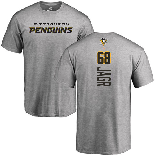 NHL Adidas Pittsburgh Penguins #68 Jaromir Jagr Ash Backer T-Shirt