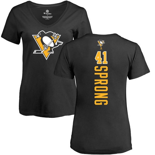 NHL Women's Adidas Pittsburgh Penguins #41 Daniel Sprong Black Backer T-Shirt