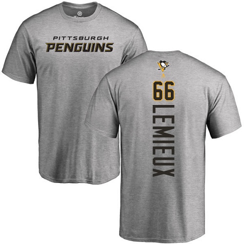 NHL Adidas Pittsburgh Penguins #66 Mario Lemieux Ash Backer T-Shirt