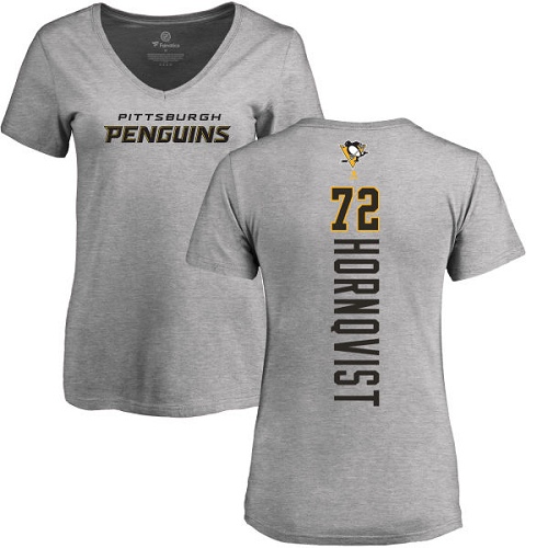 NHL Women's Adidas Pittsburgh Penguins #72 Patric Hornqvist Ash Backer T-Shirt