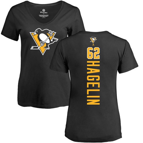 NHL Women's Adidas Pittsburgh Penguins #62 Carl Hagelin Black Backer T-Shirt