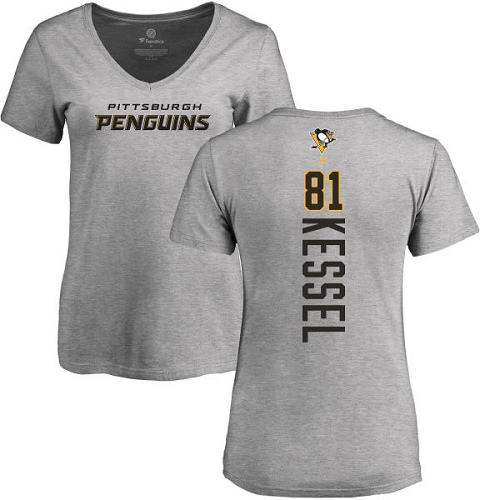 NHL Women's Adidas Pittsburgh Penguins #81 Phil Kessel Ash Backer T-Shirt