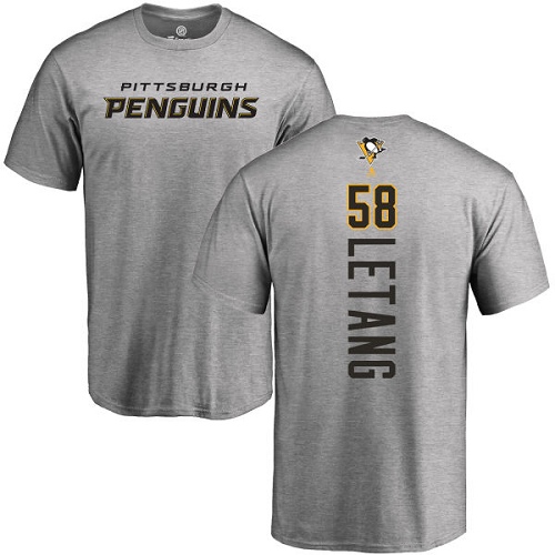 NHL Adidas Pittsburgh Penguins #58 Kris Letang Ash Backer T-Shirt