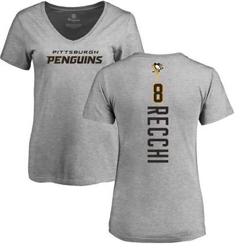NHL Women's Adidas Pittsburgh Penguins #8 Mark Recchi Ash Backer T-Shirt