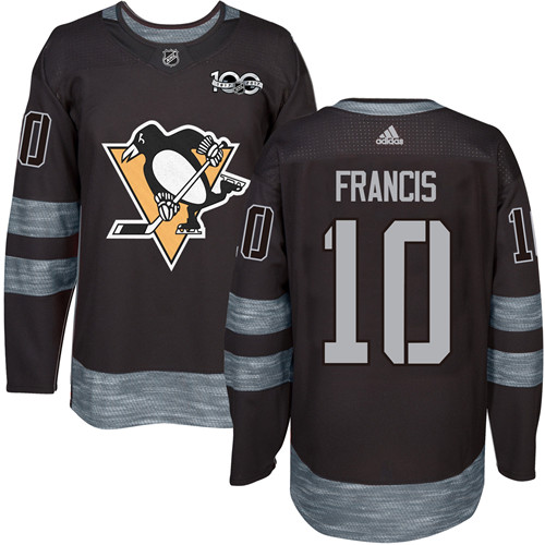 Men's Adidas Pittsburgh Penguins #10 Ron Francis Authentic Black 1917-2017 100th Anniversary NHL Jersey