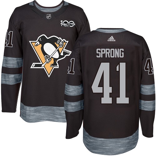 Men's Adidas Pittsburgh Penguins #41 Daniel Sprong Authentic Black 1917-2017 100th Anniversary NHL Jersey