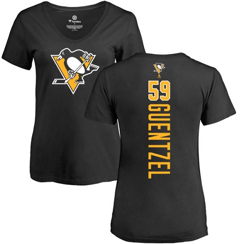 NHL Women's Adidas Pittsburgh Penguins #59 Jake Guentzel Black Backer T-Shirt